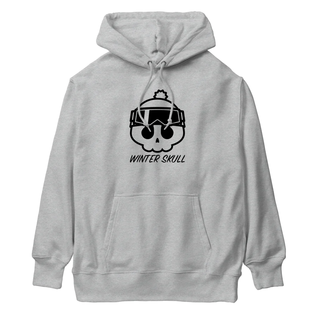 QUQU_WORKSのウィンタースカル ゴーグルドクロ ブラック Heavyweight Hoodie