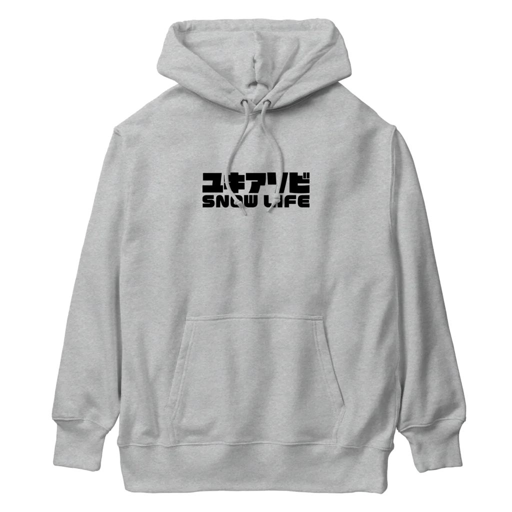 QUQU_WORKSのユキアソビ スノーライフ 雪遊び スキー スノーボード ウィンタースポーツ ブラック Heavyweight Hoodie