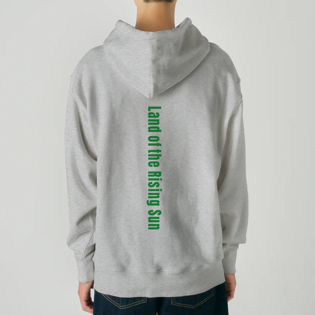 HI-IZURUのHINOMARU国の地図　背面にLand of the Rising Sun（白文字）　ヘビーウェイトパーカー Heavyweight Hoodie