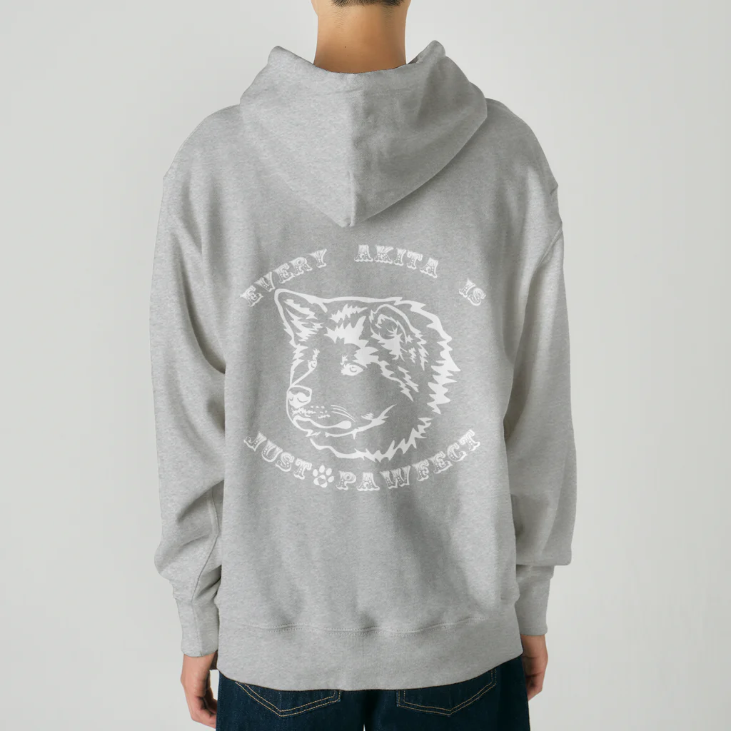 海賊猫 cocoの名入れOK『EVERY AKITA IS JUST "PAW"FECT』➂(ホワイト 白)  *For All Dog Lovers ～ Akita Inu 秋田犬～ Heavyweight Hoodie