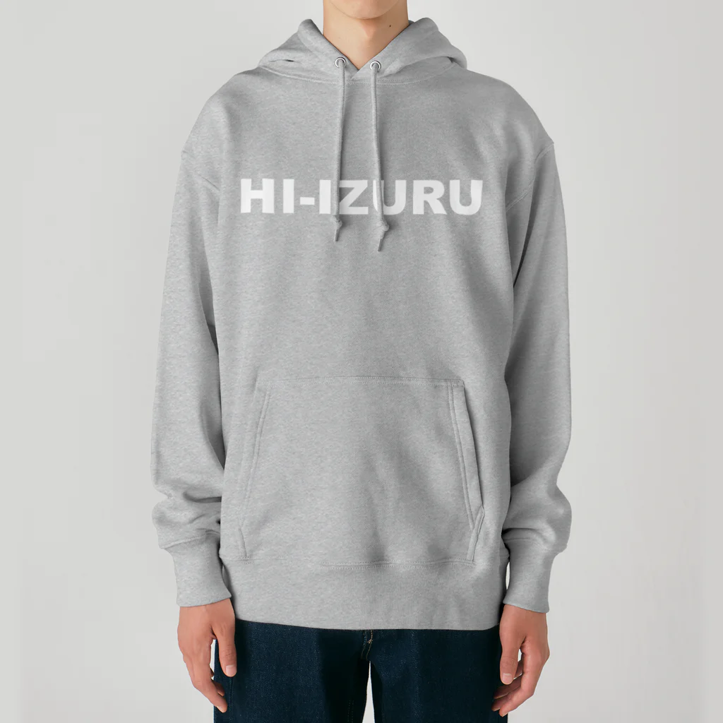 HI-IZURUのHIｰIZURU（白文字）背中にHINOMARU国の地図（Land of the Rising Sun）　ヘビーウェイトパーカー Heavyweight Hoodie