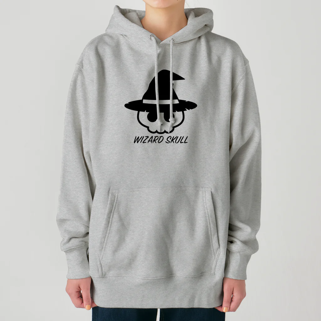 QUQU_WORKSのウィザードスカル 魔法使い ブラック Heavyweight Hoodie