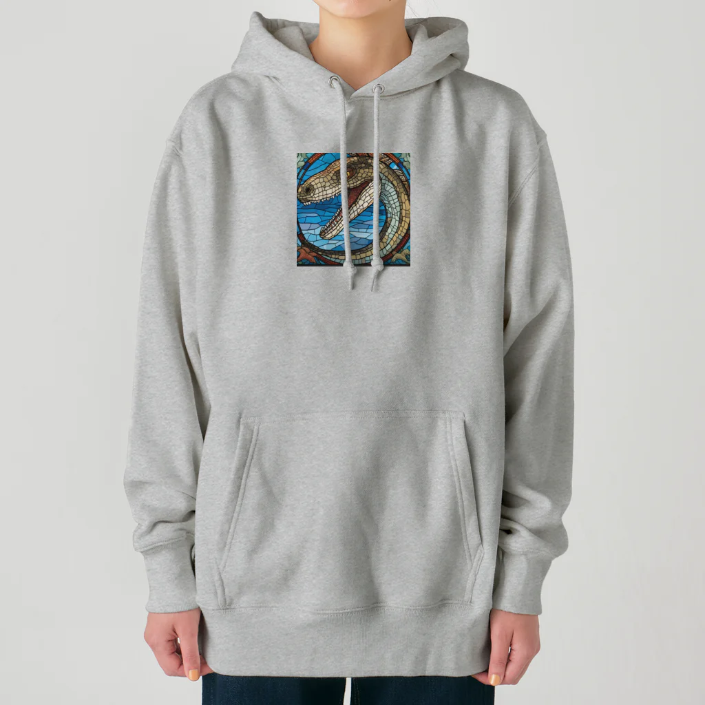 hamuevoのステンドアート・モササウルス Heavyweight Hoodie