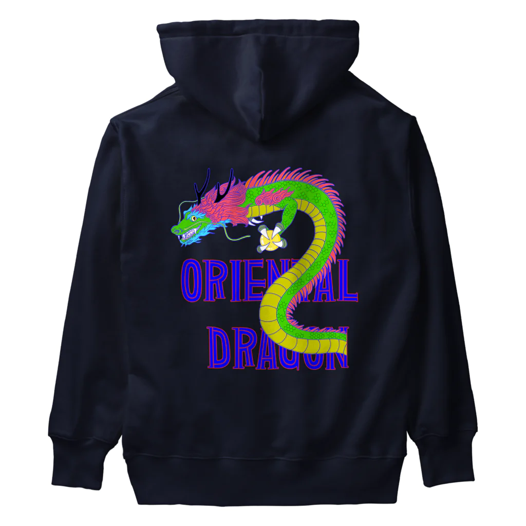 LalaHangeulのORIENTAL DRAGON（龍）英字 バックプリント Heavyweight Hoodie