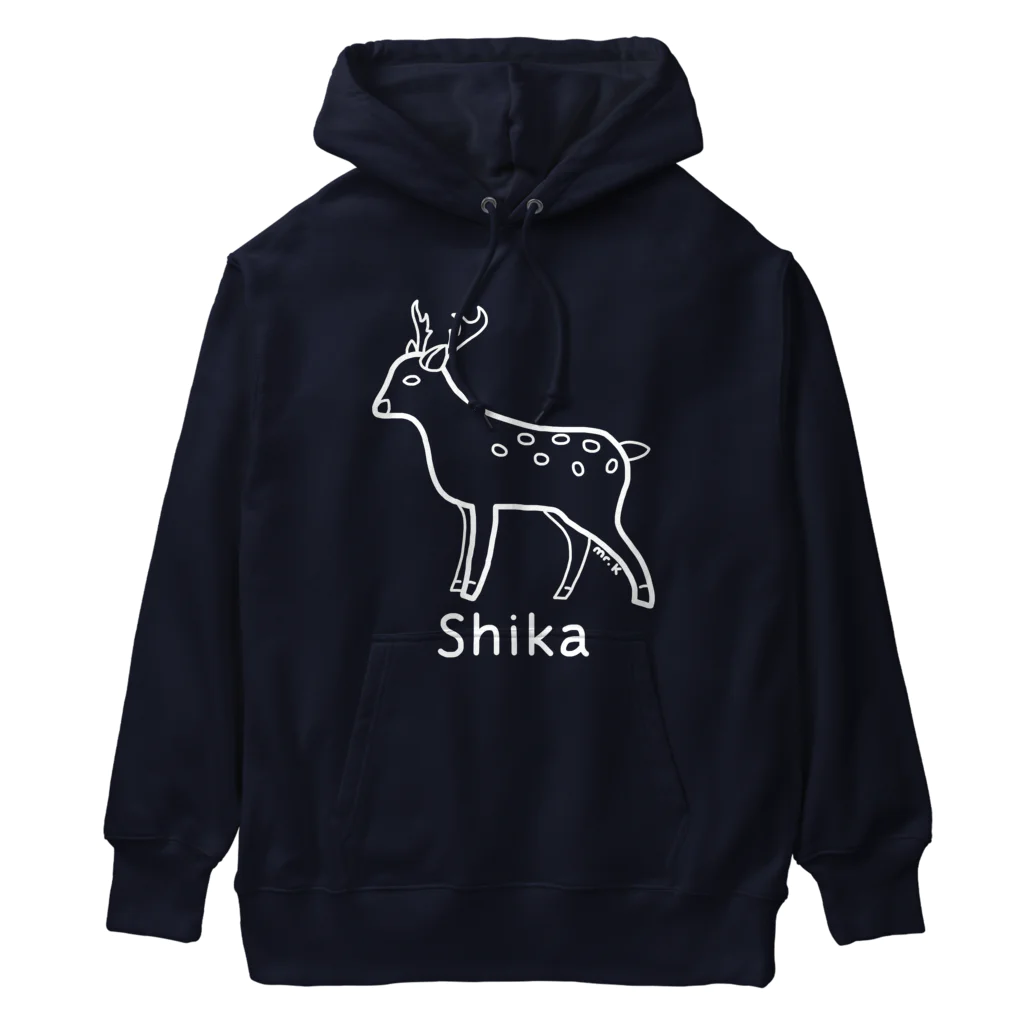 MrKShirtsのShika (シカ) 白デザイン Heavyweight Hoodie