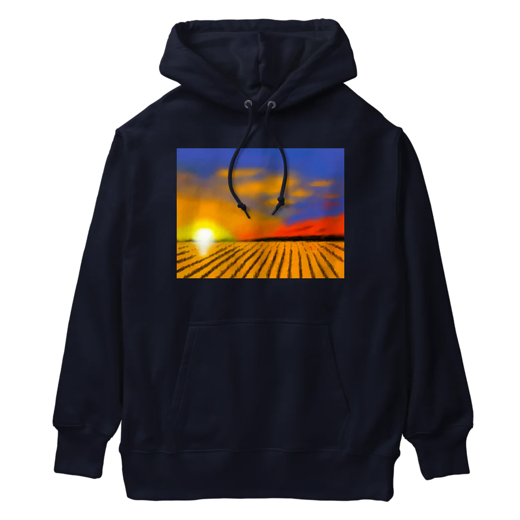 日々好日屋2号店の田んぼと夕焼け Heavyweight Hoodie