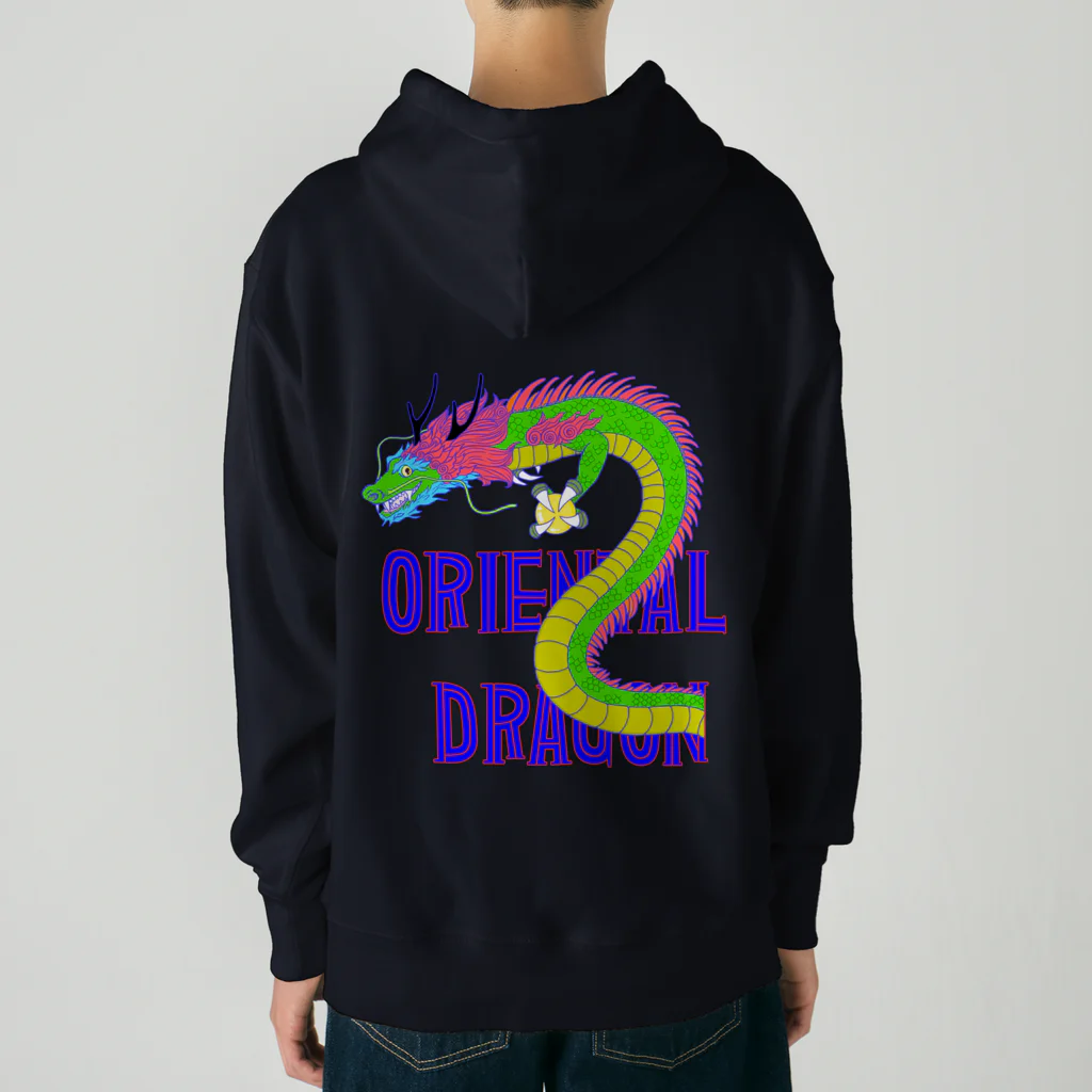 LalaHangeulのORIENTAL DRAGON（龍）英字 バックプリント Heavyweight Hoodie