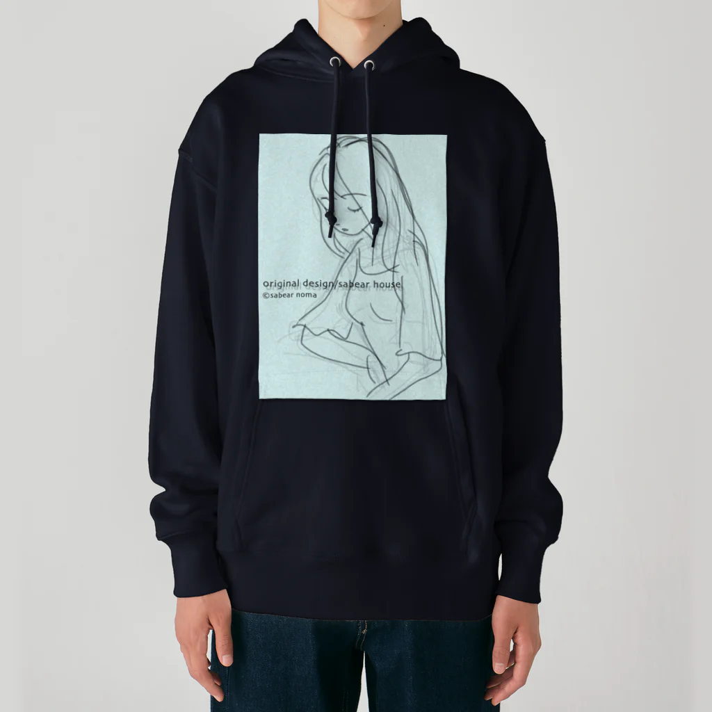 obosa_DENS/SABEAR_shop ＠SUZURIのrough drawing girl-1_ウェア Heavyweight Hoodie