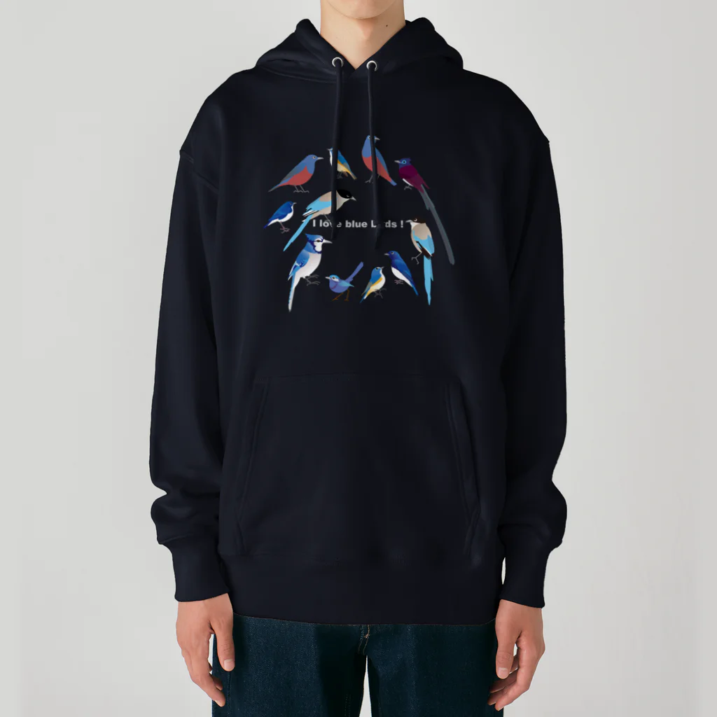 エダマメトイチ雑貨店のI love blue birds 1 小 Heavyweight Hoodie