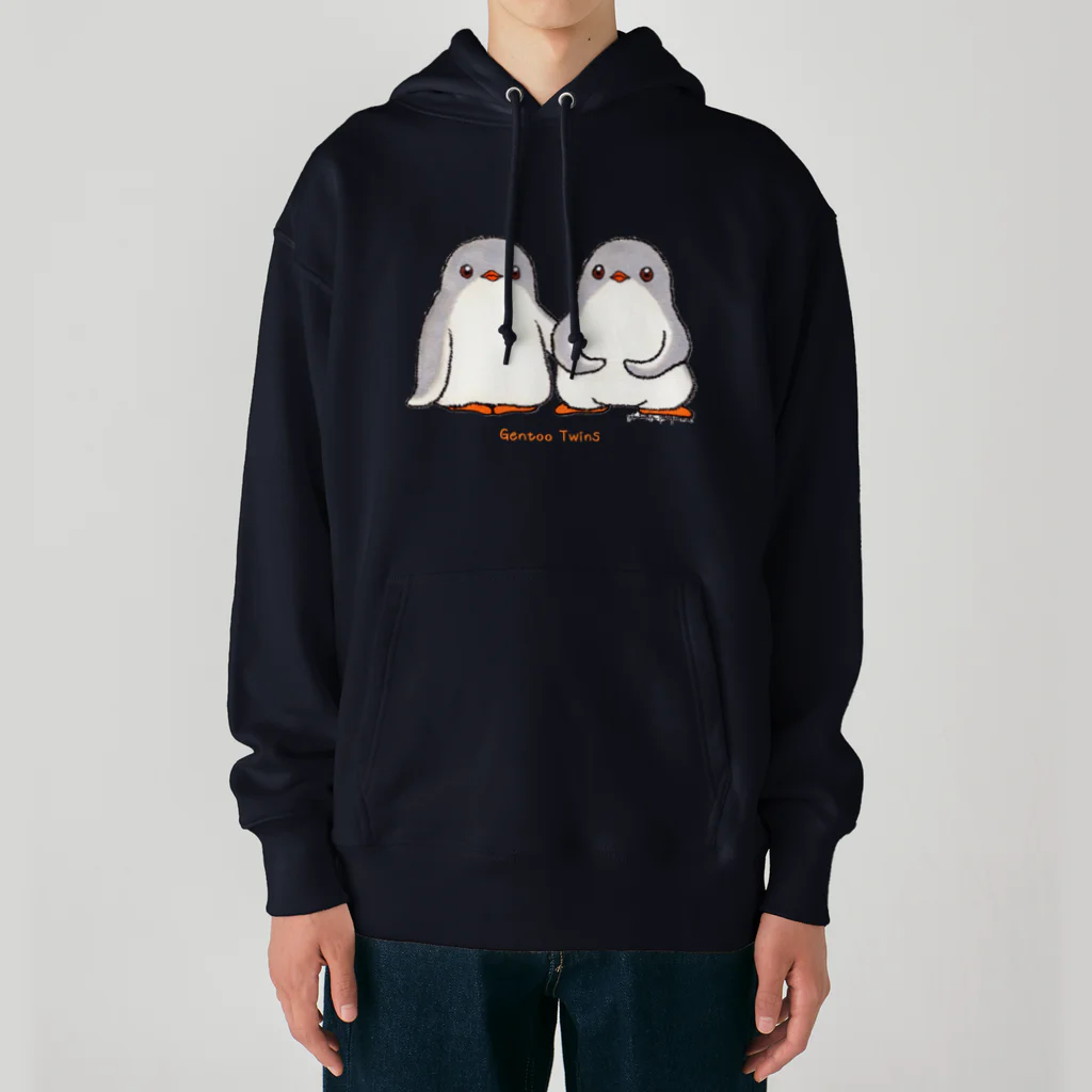 ヤママユ(ヤママユ・ペンギイナ)のふたごのジェンツーペンギン(ロゴあり) Heavyweight Hoodie