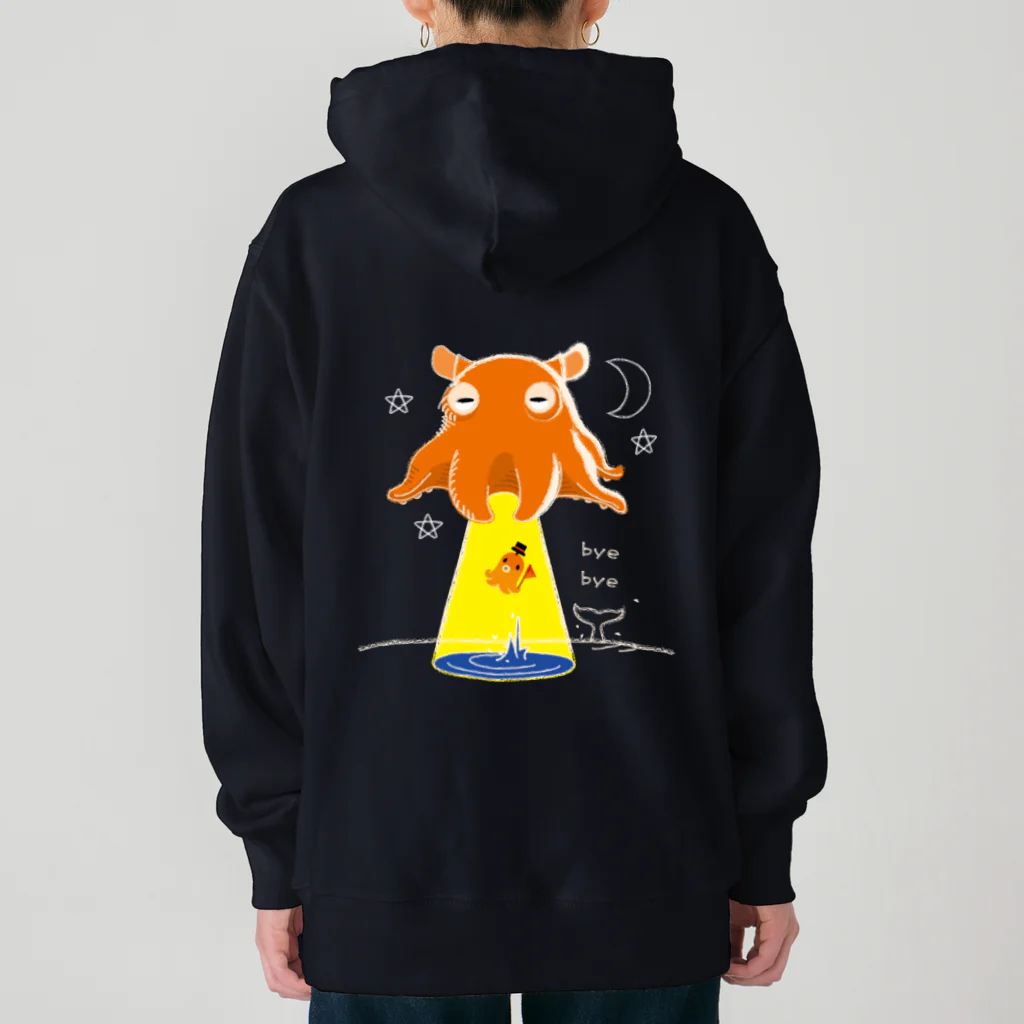 イラスト MONYAAT のバックプリント　たこさんwinなーとメンダコUFO Heavyweight Hoodie