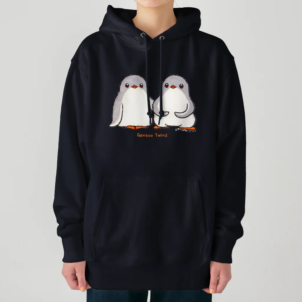 ヤママユ(ヤママユ・ペンギイナ)のふたごのジェンツーペンギン(ロゴあり) Heavyweight Hoodie