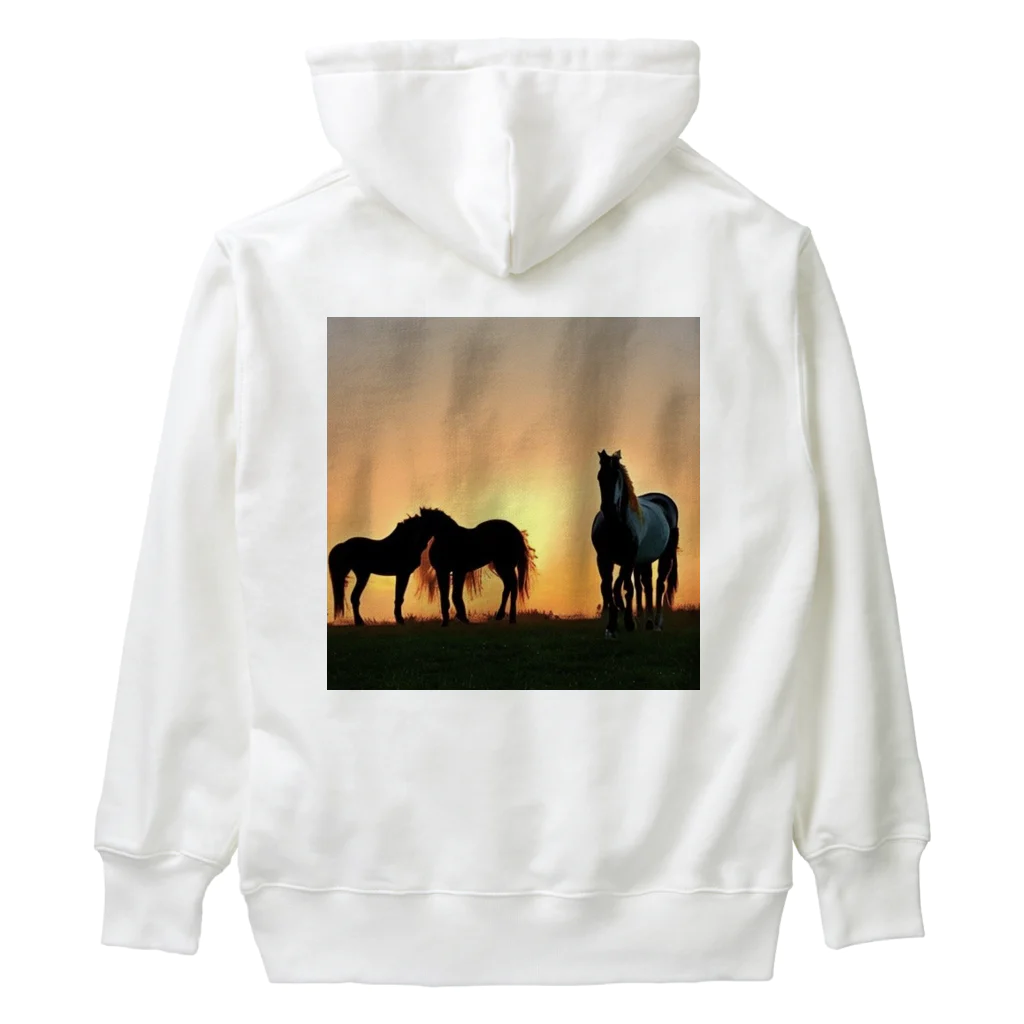 宇宙開発デザイン科の夕陽の中の馬 Heavyweight Hoodie