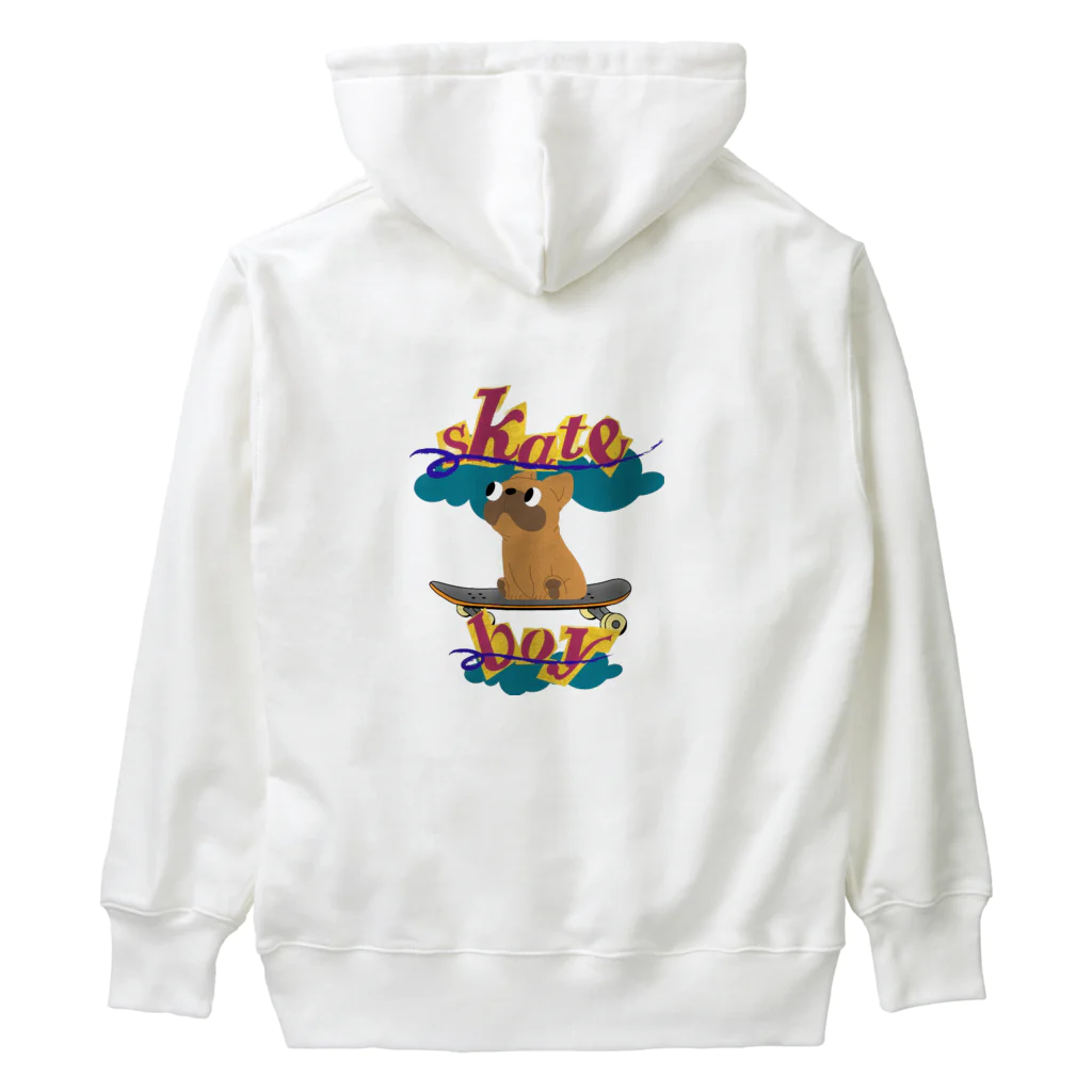 sloth_giraffeのスケートボードするワンコ Heavyweight Hoodie