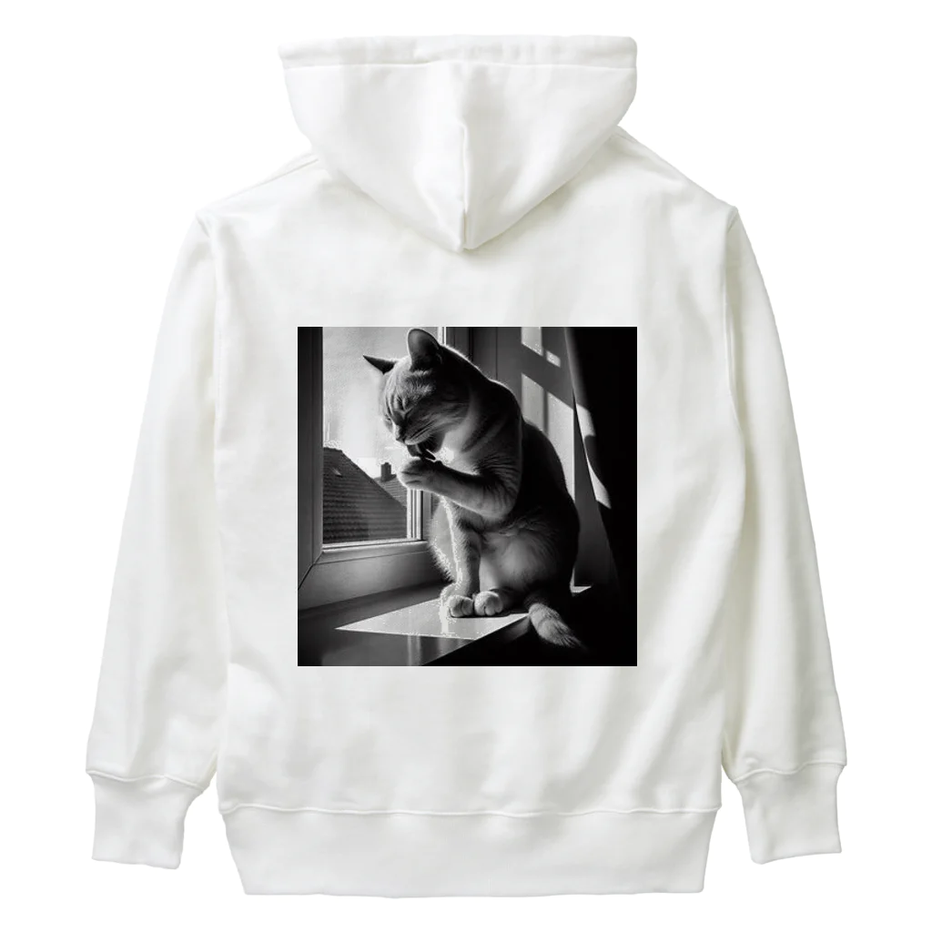 猫は癒やしの毛づくろい猫 Heavyweight Hoodie