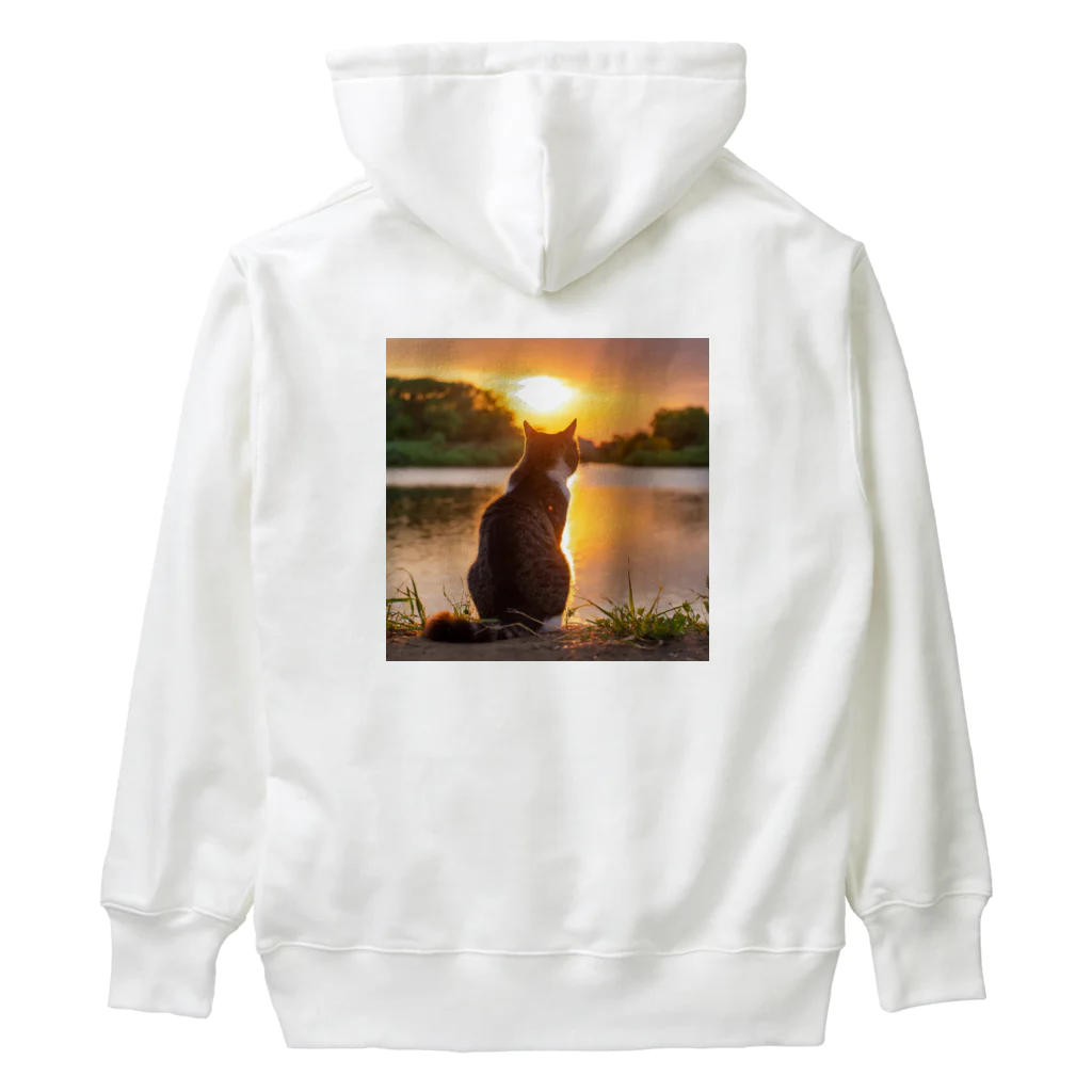 野良猫は星空の夢を見るの黄昏のキジトラ白-猫 Heavyweight Hoodie