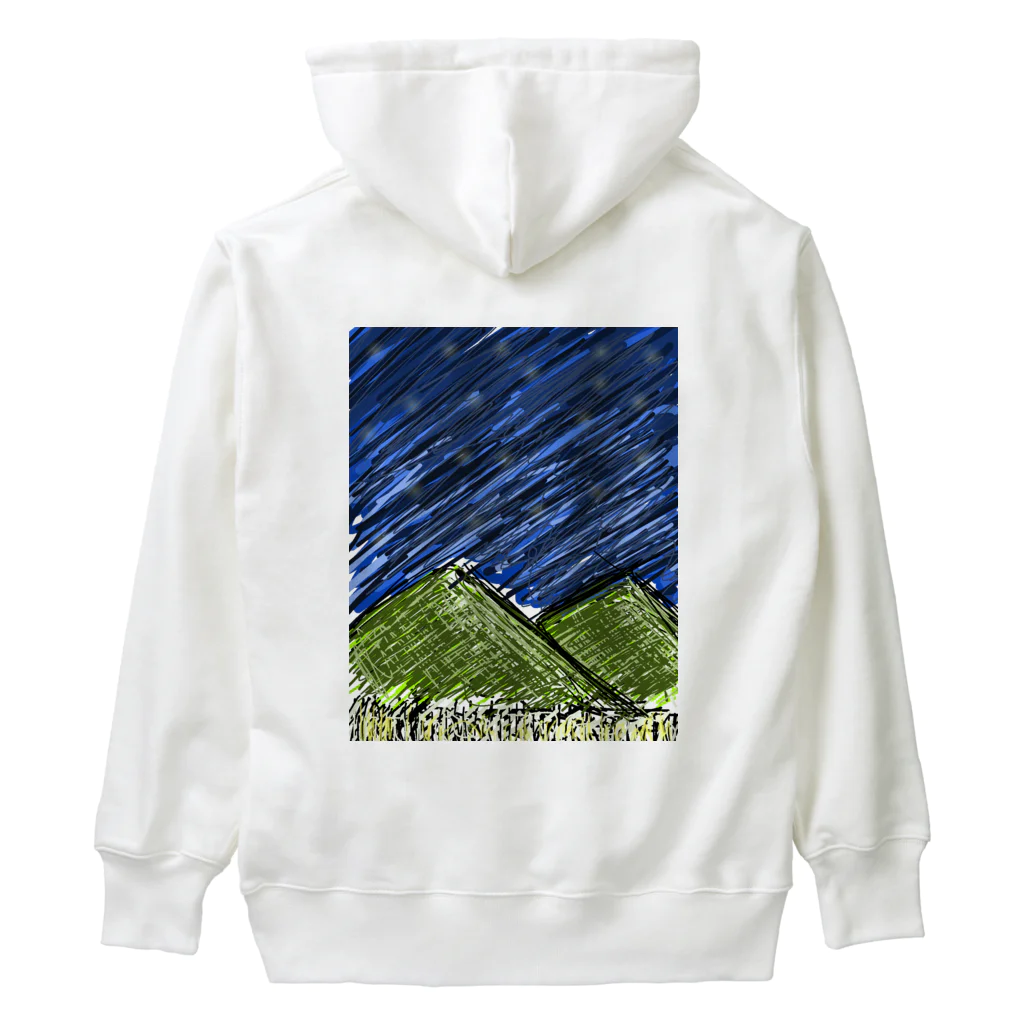 屋根裏部屋の山と夜空 Heavyweight Hoodie