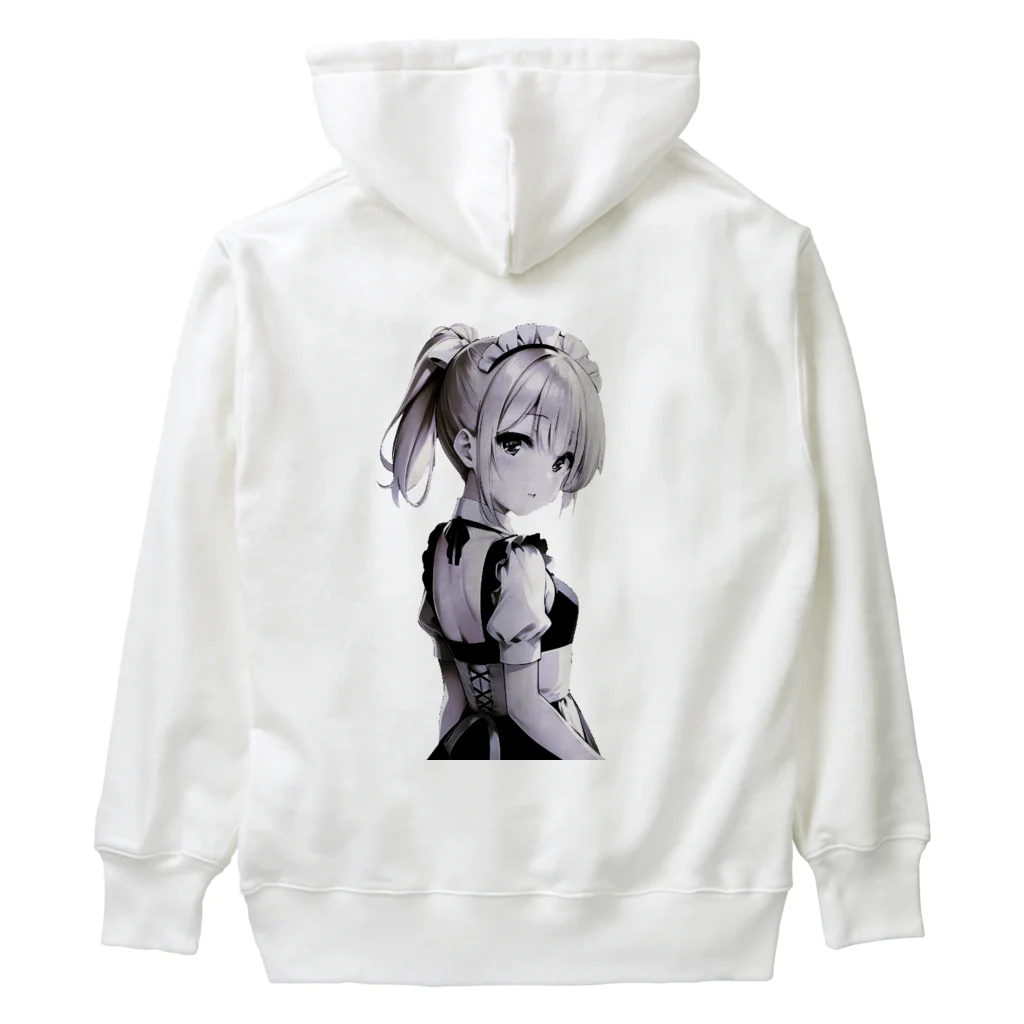 agomamushiの見返り金髪ポニテメイドさんモノクロバージョン Heavyweight Hoodie