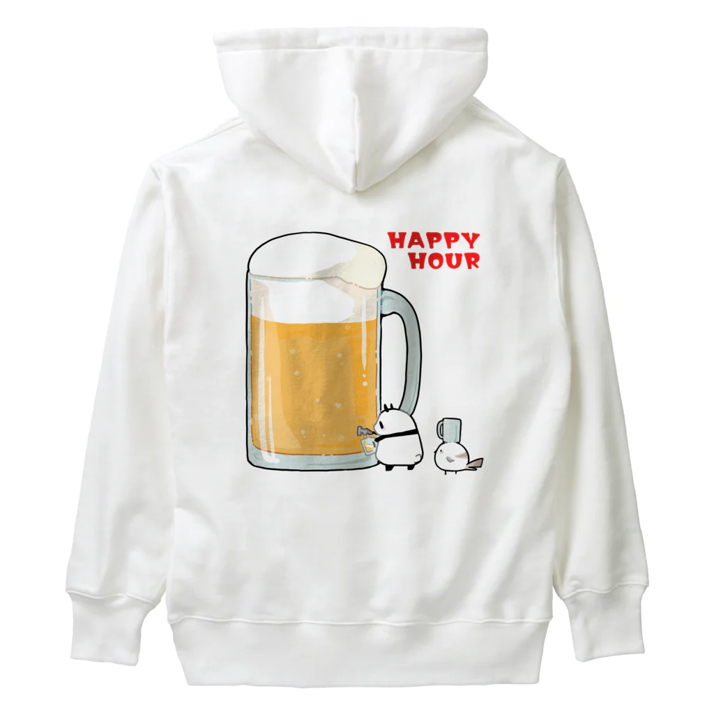 うさやのハッピーアワーでビール祭りを開催するパンダとシマエナガ Heavyweight Hoodie