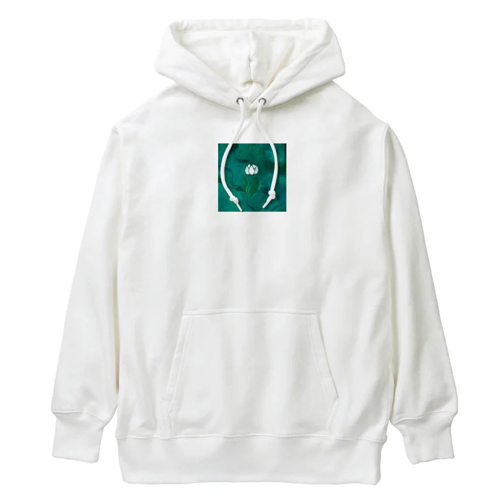 一色に統一できなくて白の睡蓮のようなチューリップ Heavyweight Hoodie