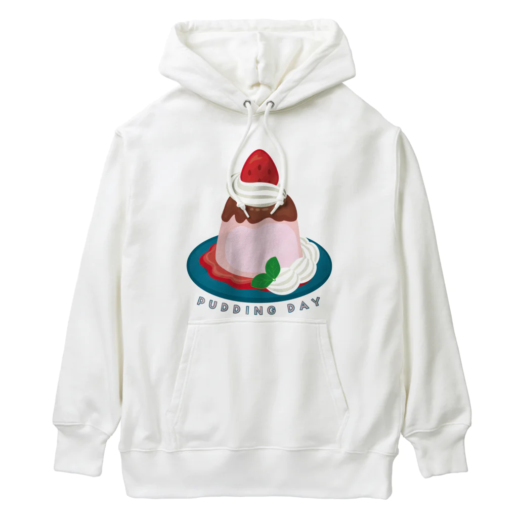 イラスト MONYAAT の毎月25日はプリンの日のプリン　イチゴプリン Heavyweight Hoodie