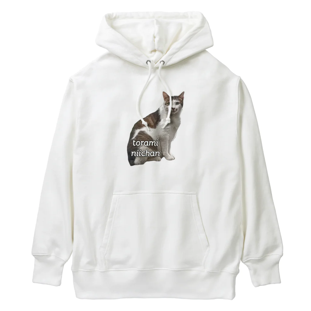 nekousagi*∩..∩のトラミ兄ちゃん自画像？ピンク【nekousagi*∩..∩ロゴ入り】 Heavyweight Hoodie