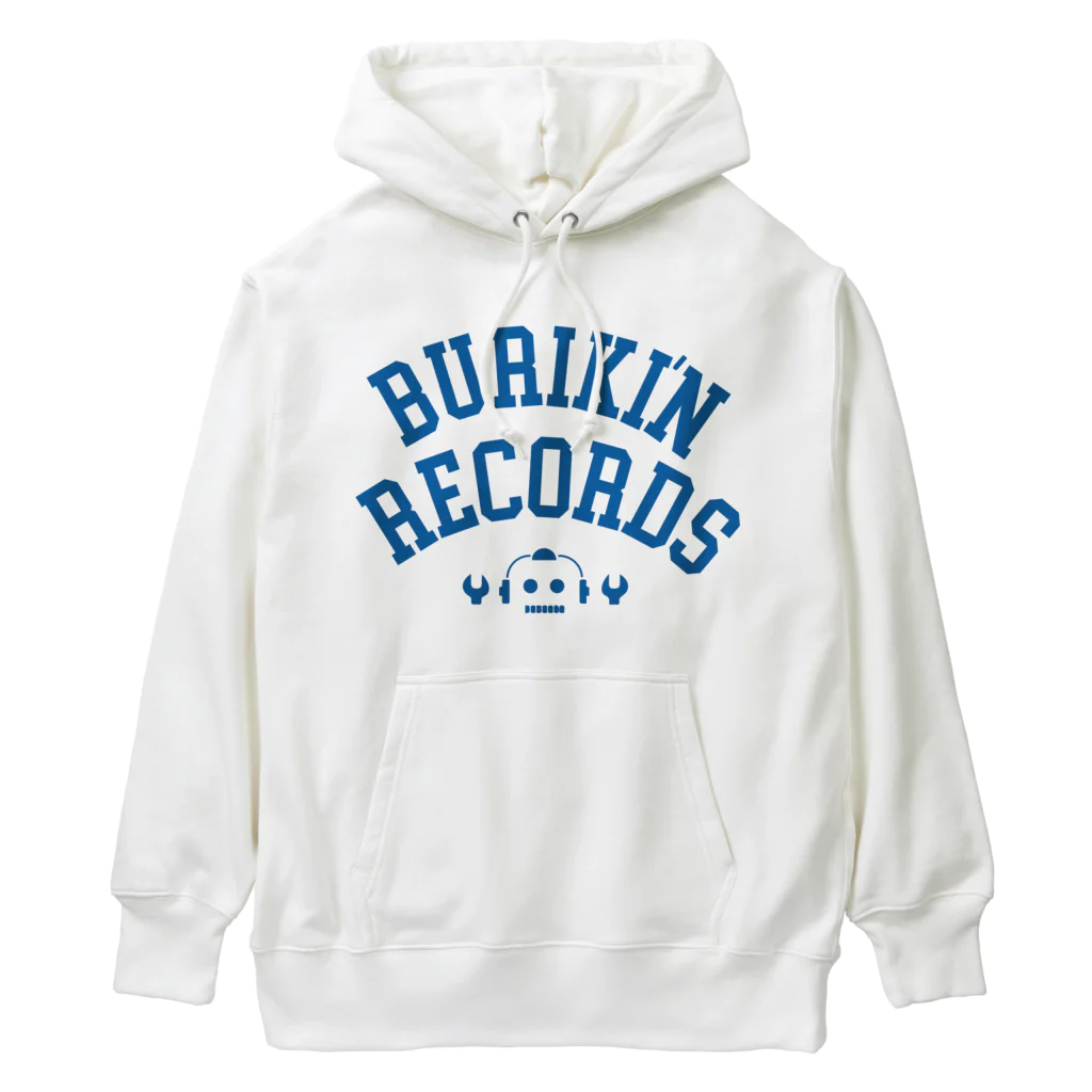 BURIKI'N RECORDSのブリキン定番ロゴ(スモーキーブルーロゴ) Heavyweight Hoodie