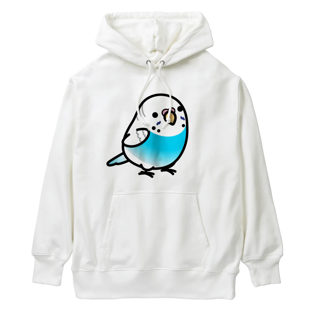 Cody the Lovebirdの両面 Chubby Bird セキセイインコ（表面）鳥さん大集合　背面） Heavyweight Hoodie