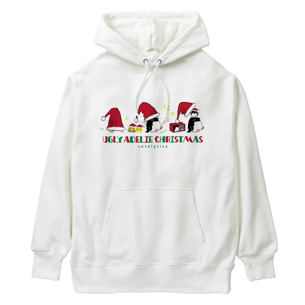 LittleLoroのUGLY ADELIE CHIRISTMAS 0586 アデリーペンギン サンタ帽子 横並び Heavyweight Hoodie