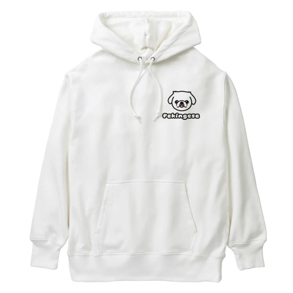 ペキニーズくらぶ（SUZURI支店）のペキニーズ・ホワイト（サマーカット）（顔だけ） Heavyweight Hoodie