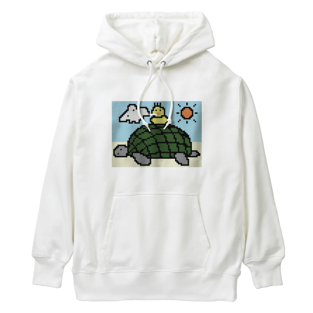 ネコモトタロウショップの亀に乗る鳥 Heavyweight Hoodie