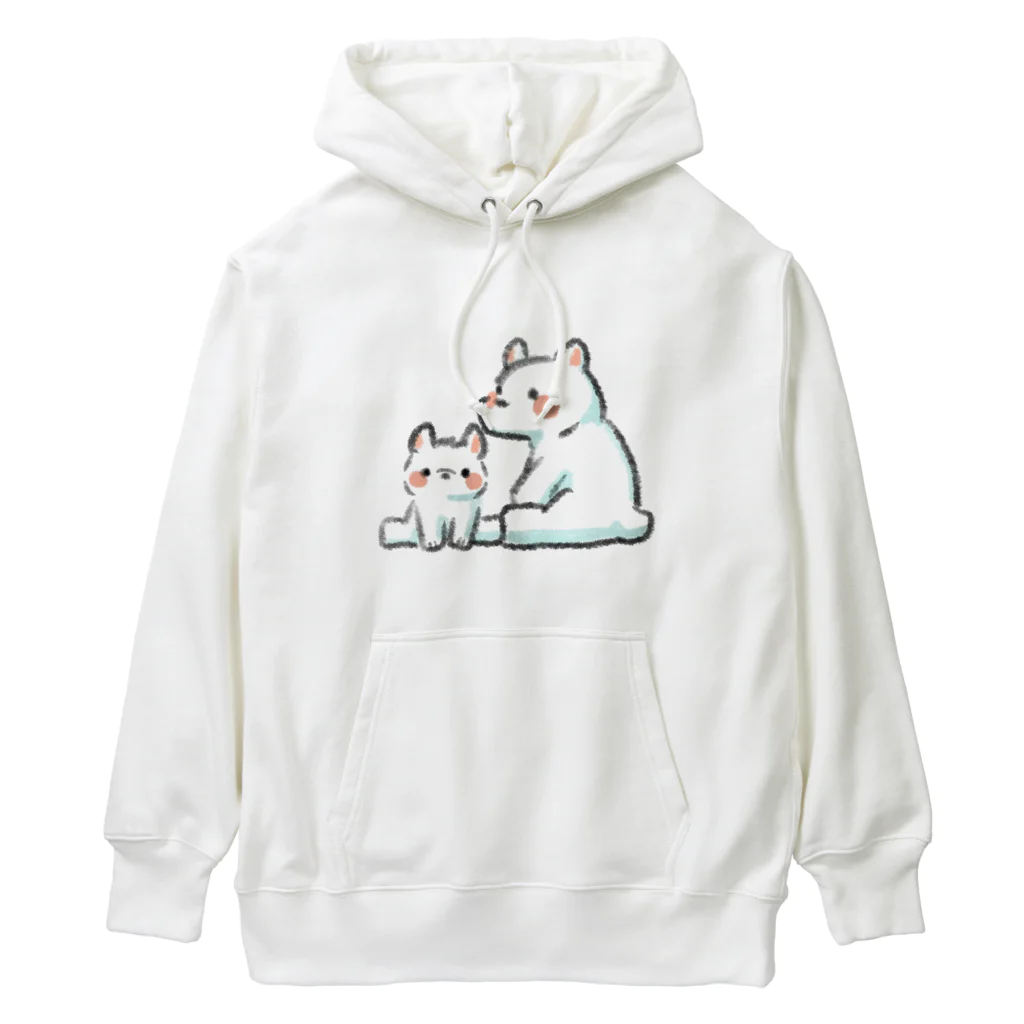 ふわきゅっとのふわふわシロクマ親子 Heavyweight Hoodie