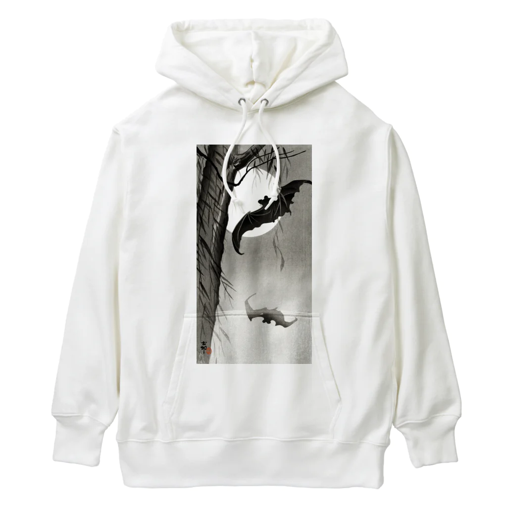 MUGEN ARTの小原古邨　月に蝙蝠（コウモリ）Ohara Koson / Bats under the full moon Heavyweight Hoodie