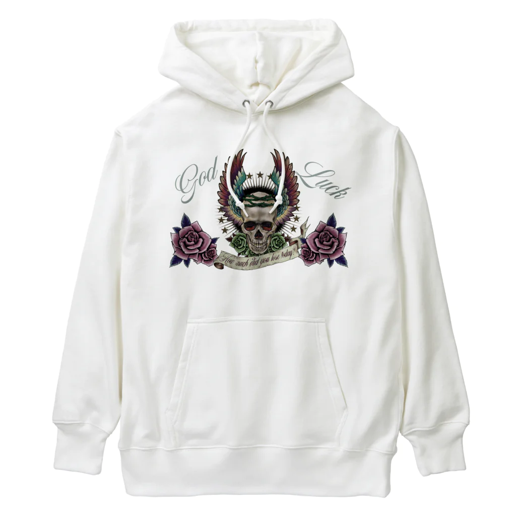 GOD LUCK💀to youの赤薔薇スカル💀🌹 Heavyweight Hoodie