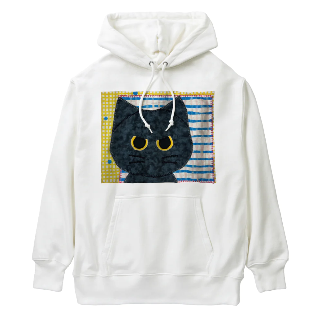 くろだまやさんの黒猫くろだまの手縫いアップリケ風 Heavyweight Hoodie