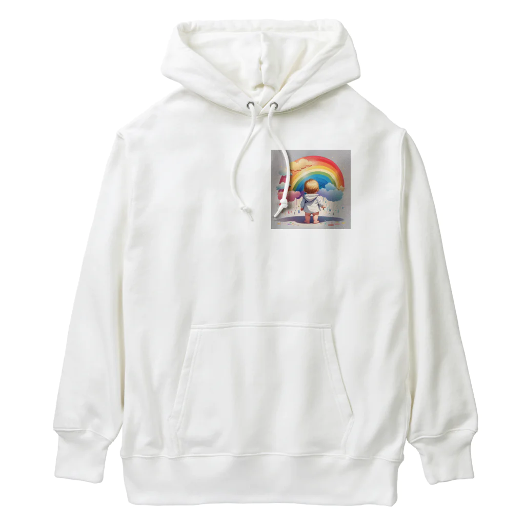 baby umbrellaの虹を見る赤ちゃん Heavyweight Hoodie