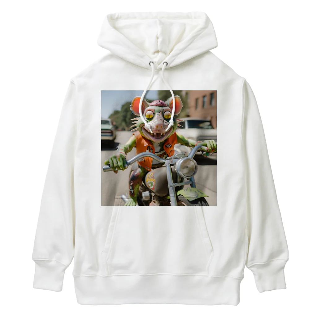 kuri_AMERICANのバイクに乗ったラットフィンク Heavyweight Hoodie