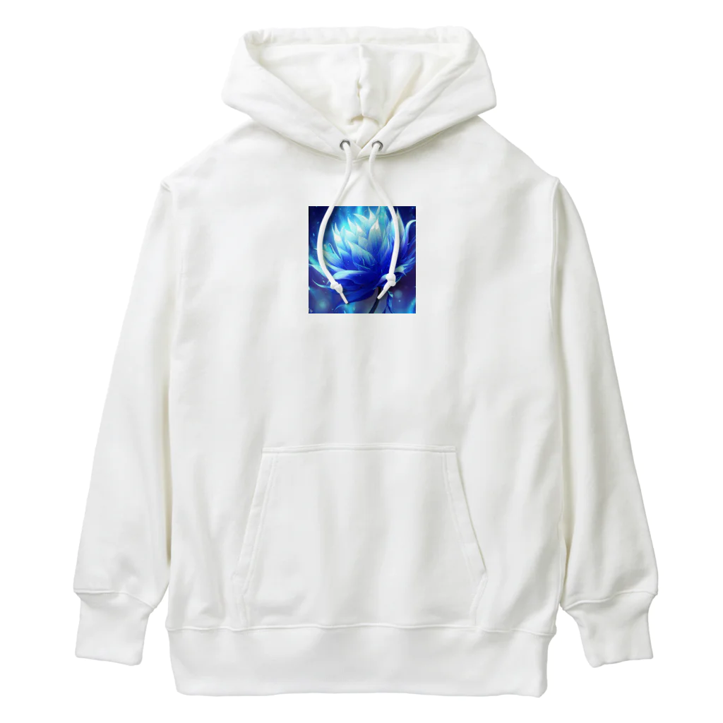 まよの幻想的なブルーフラワー Heavyweight Hoodie