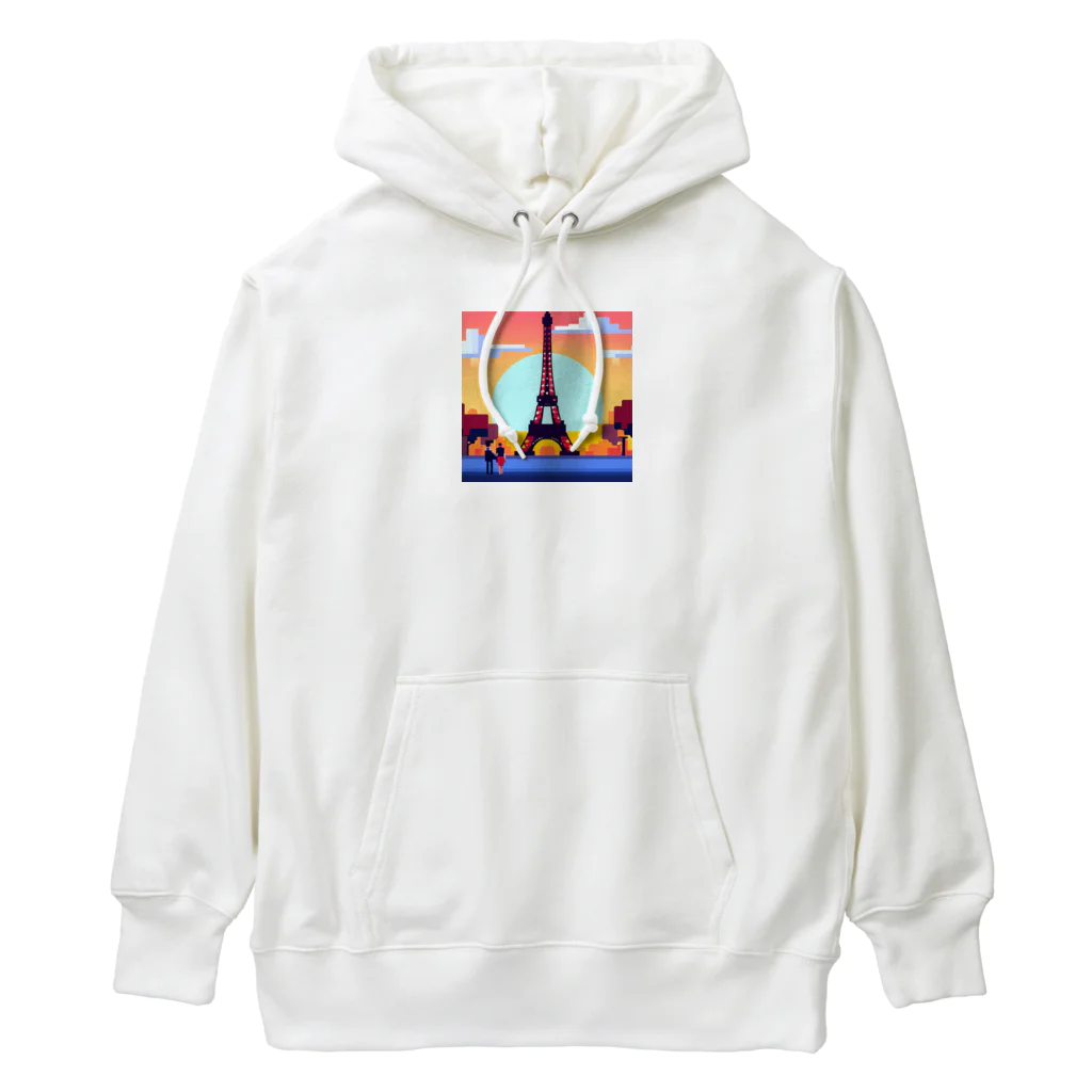 shibasannのフランスの風景のピクセルアート Heavyweight Hoodie