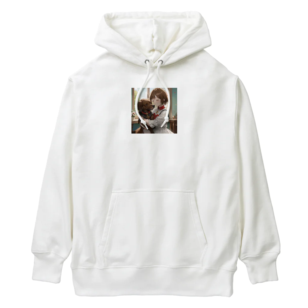 フウマショプの少女と愛犬 Heavyweight Hoodie