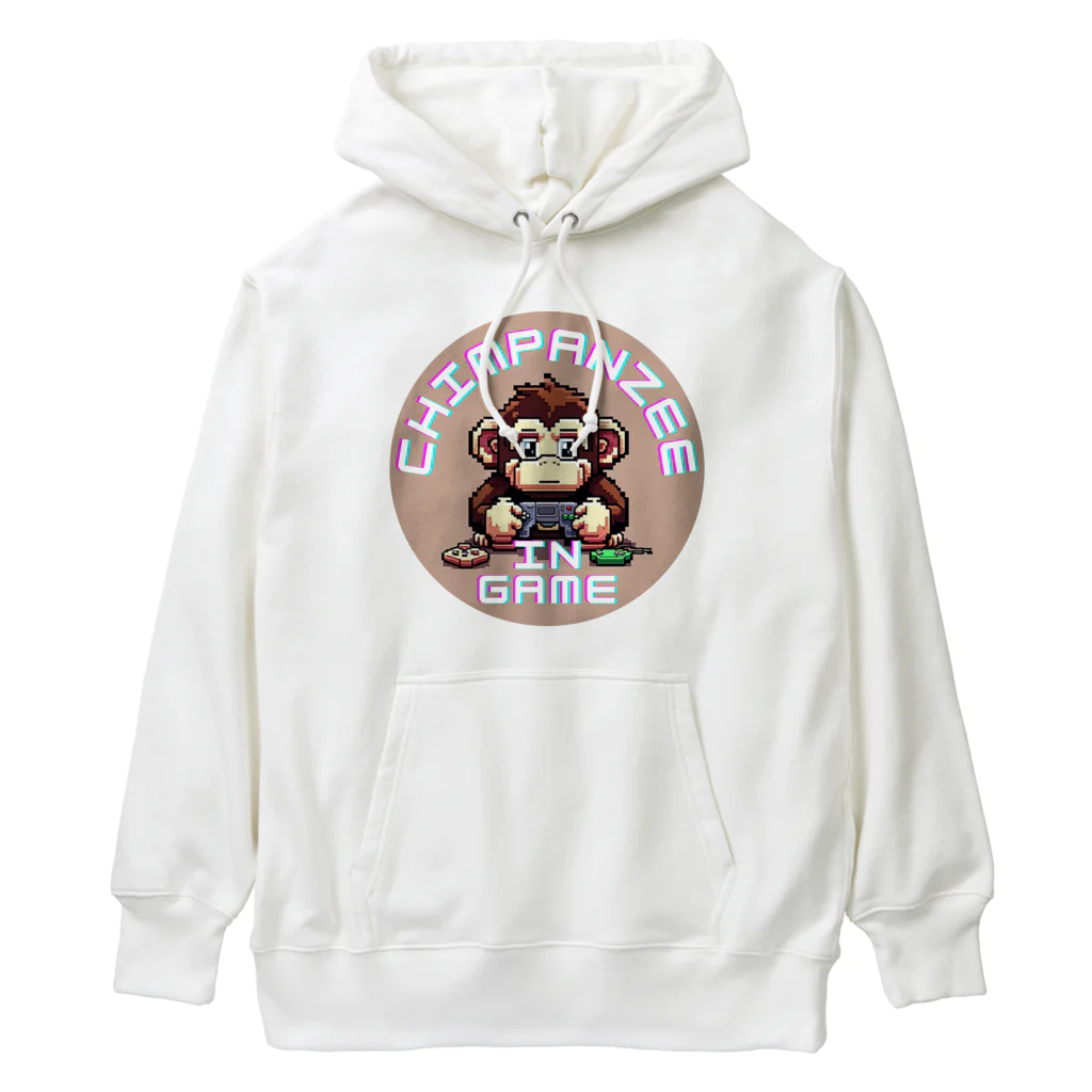 朱音琴音のドット絵のゲーム中のチンパンジー Heavyweight Hoodie