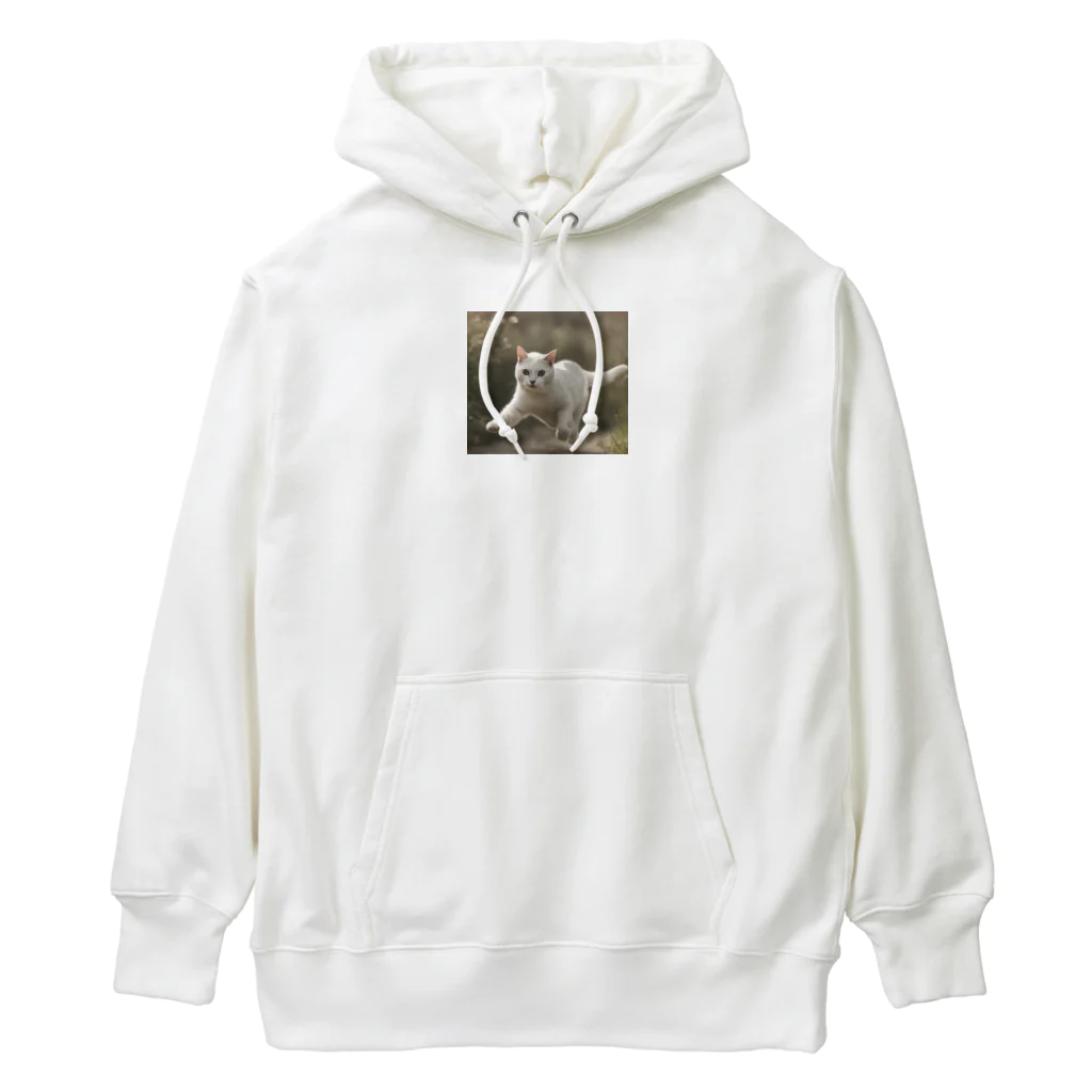 TAIYO 猫好きのフォトプリント美形白猫 Heavyweight Hoodie