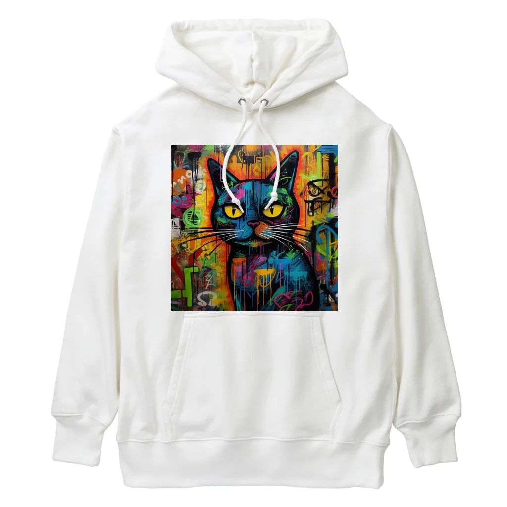 Hayate Kawakami オリジナルのサイバーパンク猫 Heavyweight Hoodie