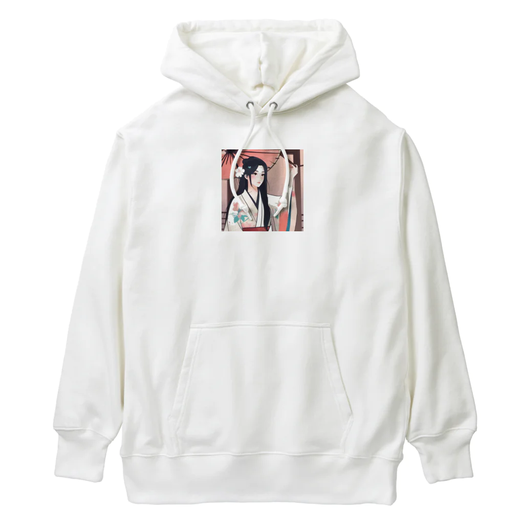 ワンダーワールド・ワンストップの浴衣を着た黑髪ロングヘアの綺麗な女性⑨ Heavyweight Hoodie