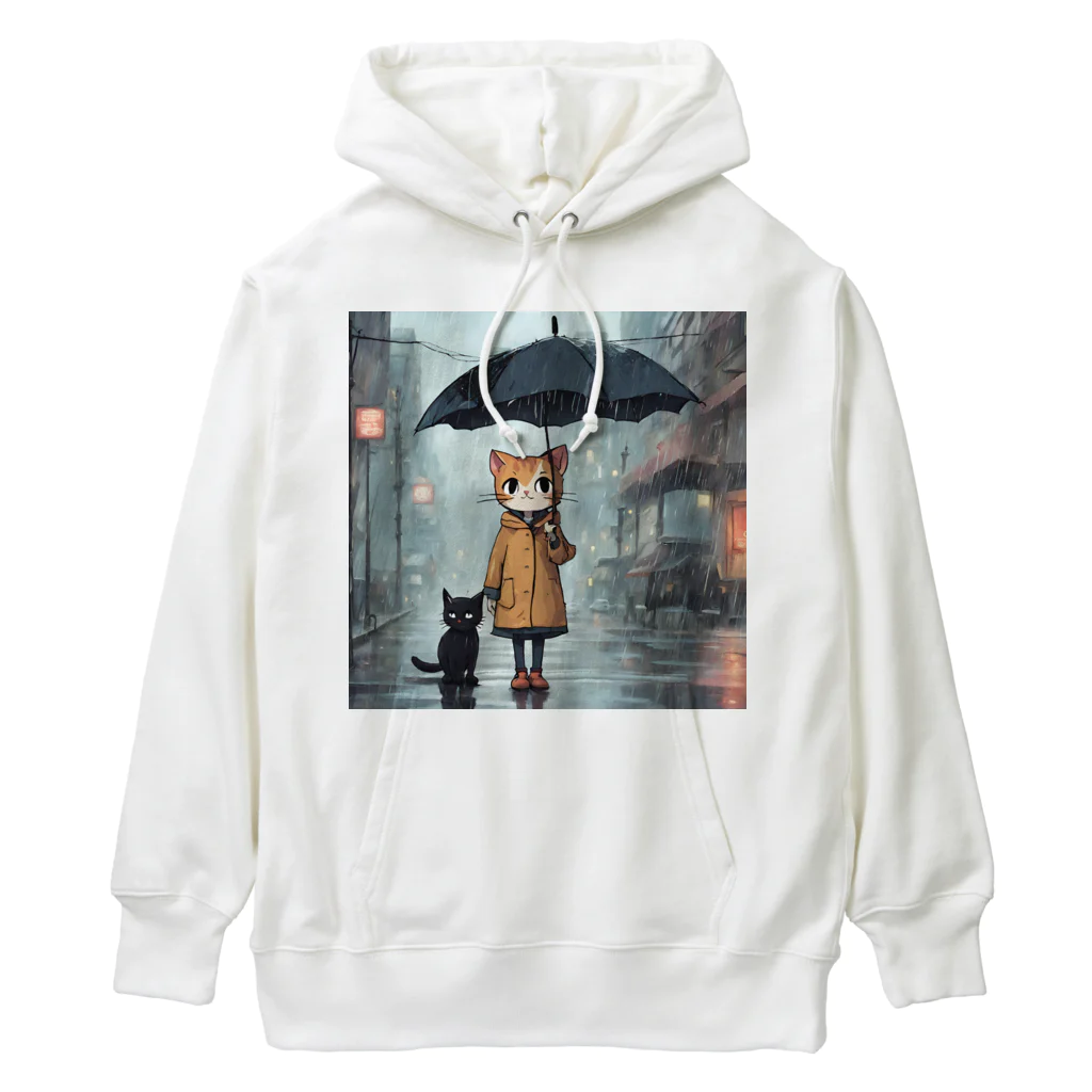 AI Creative Hub（AIクリエイティブハブ）の猫と傘 Heavyweight Hoodie