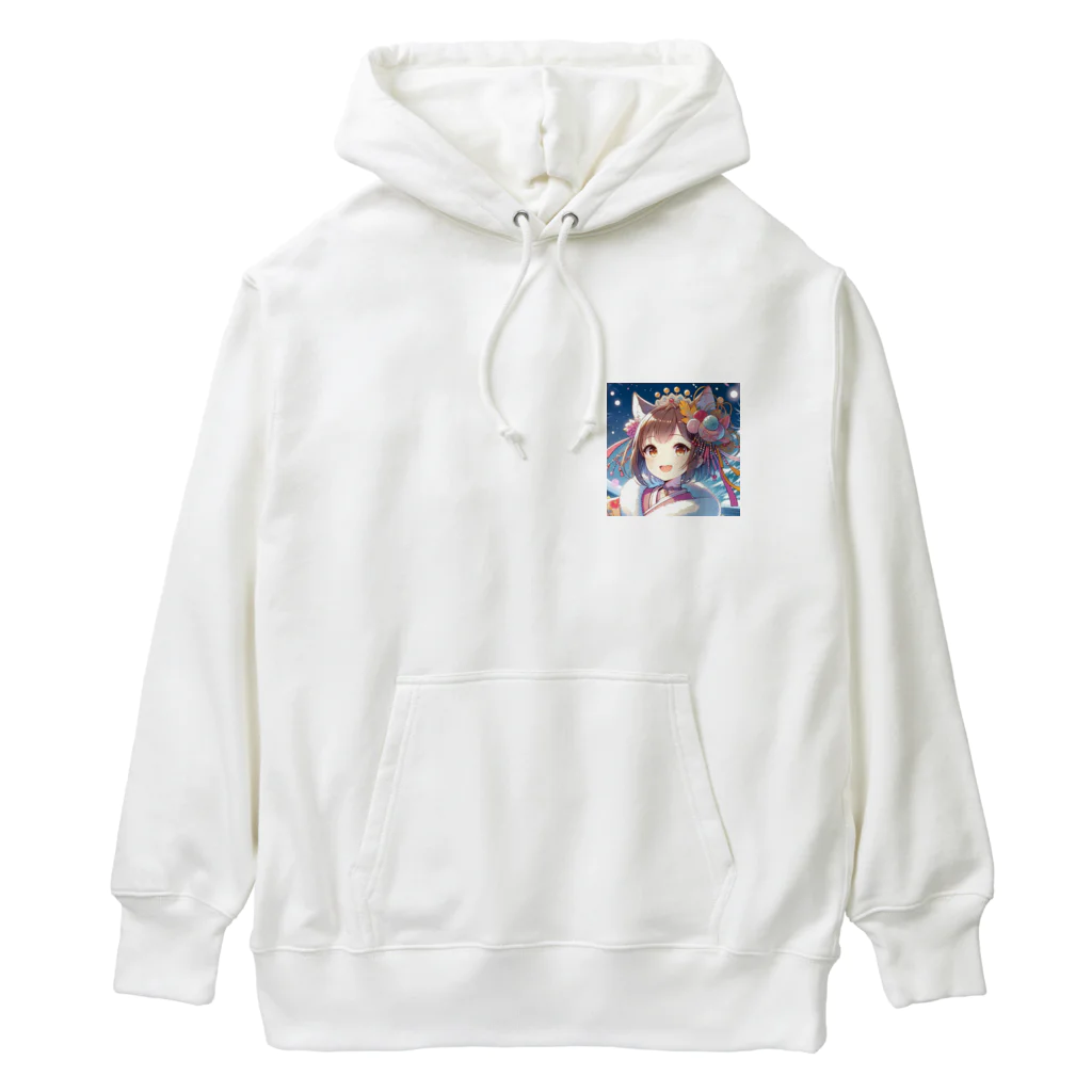 Happy Hub"（ハッピー・ハブ）の猫ギャル振り袖 Heavyweight Hoodie