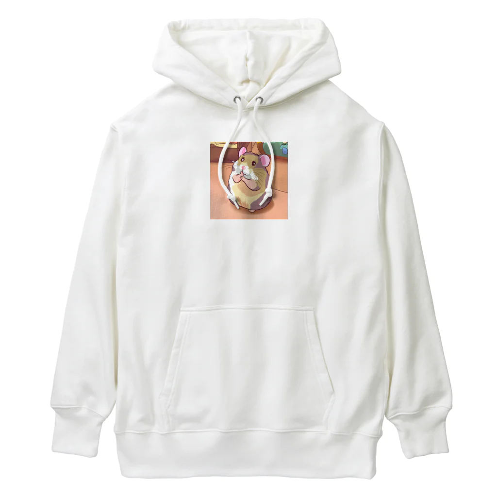 かわいいキャラクターのちょーかわいいハムスターイラストグッズ Heavyweight Hoodie