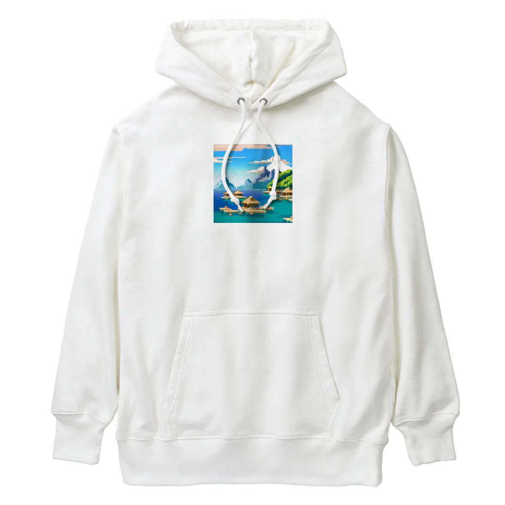 keita-sawadaのドット　ボラボラ島のオーバーウォーターバンガロー Heavyweight Hoodie