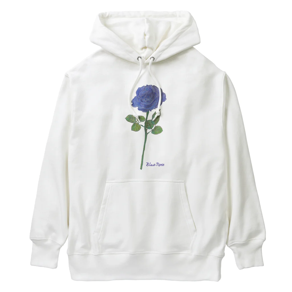 水色プリントの夢叶う青い薔薇 Heavyweight Hoodie