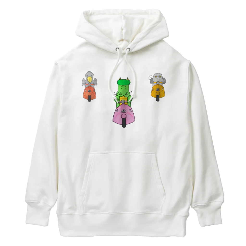 森図鑑の[森図鑑] 龍とハシビロコウとガマグチヨタカのツーリング Heavyweight Hoodie